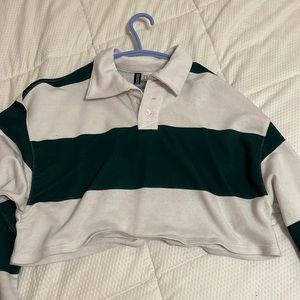 POLO collard shirt green and white from H&M